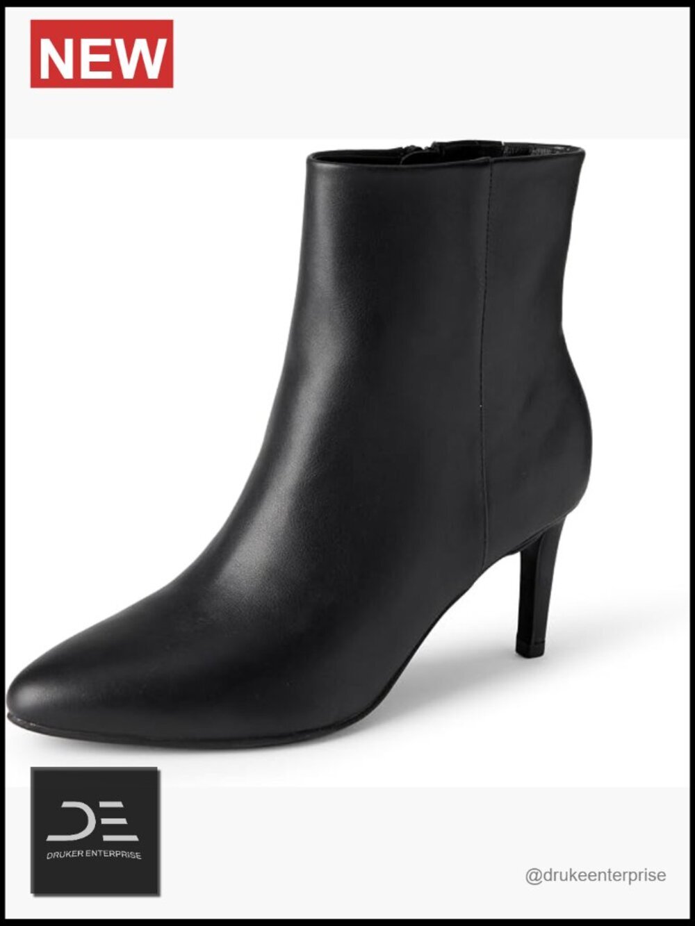Women's Stiletto Heel Dress Ankle Boots with Side Zip Faux Leather
